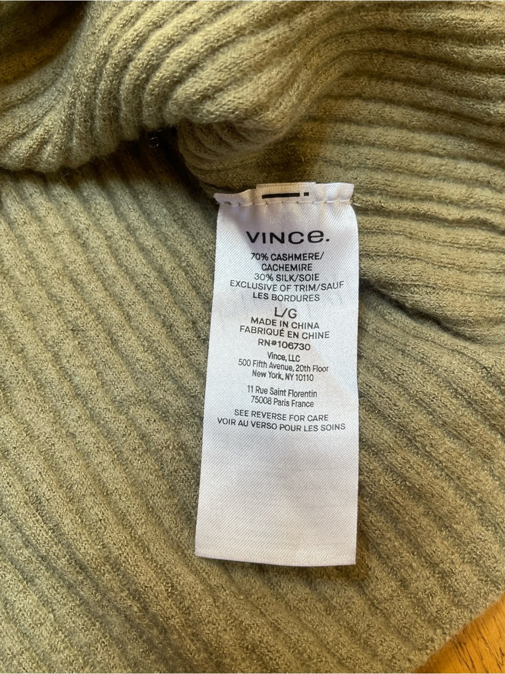 Vince Artichoke Ribbed Cashmere Silk Cardigan Green Size L - Picture 7 of 15